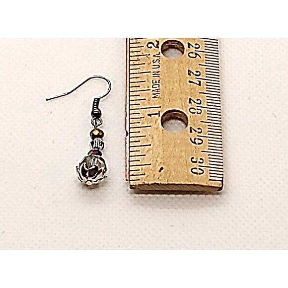 Crystal Dangle Earrings Clear/AB/Silver Tone Fishhook Ear Wires Handmade - Picture 3 of 3